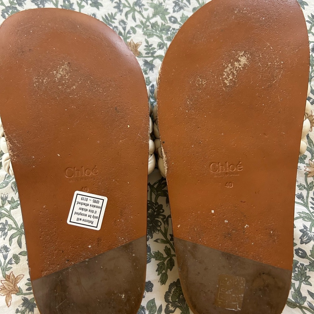 Chloe Kacey Women's off white Leather Sandals - Picture 3 of 4